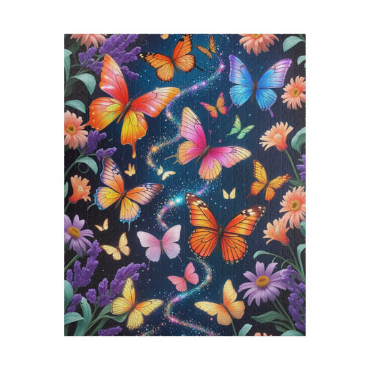 Floral Butterfly Collage Puzzle Whimsical, Colorful Butterflies Wildflowers Jigsaw Game, Family Bonding Activity, Nature Lover Gift 520 pcs (Vertical) Puzzle The Puzzle Chest