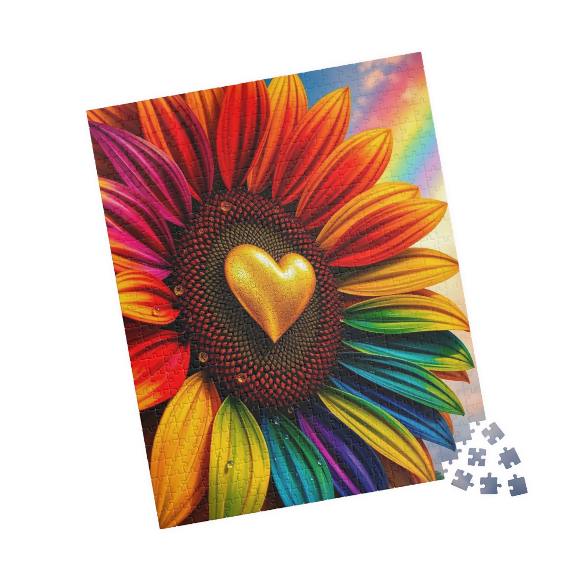 Pride in Bloom: Rainbow Sunflower Jigsaw Puzzle, LGBTQ+ Holiday Birthday Gift for Nature Lover, Family Time, and Celebrations Puzzle The Puzzle Chest