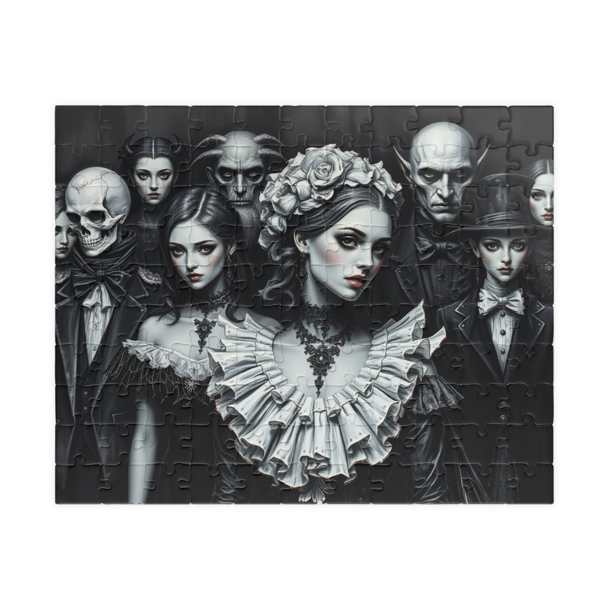 Elegant Gothic Art Puzzle - Enchanting 110/252/520/1014-piece Mystical Collectible, Halloween Gift for Art Lovers, Mindfulness Activity 110 pcs (Horizontal) The Puzzle Chest