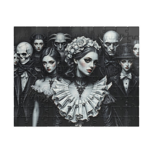 Elegant Gothic Art Puzzle - Enchanting 110/252/520/1014-piece Mystical Collectible, Halloween Gift for Art Lovers, Mindfulness Activity 110 pcs (Horizontal) The Puzzle Chest