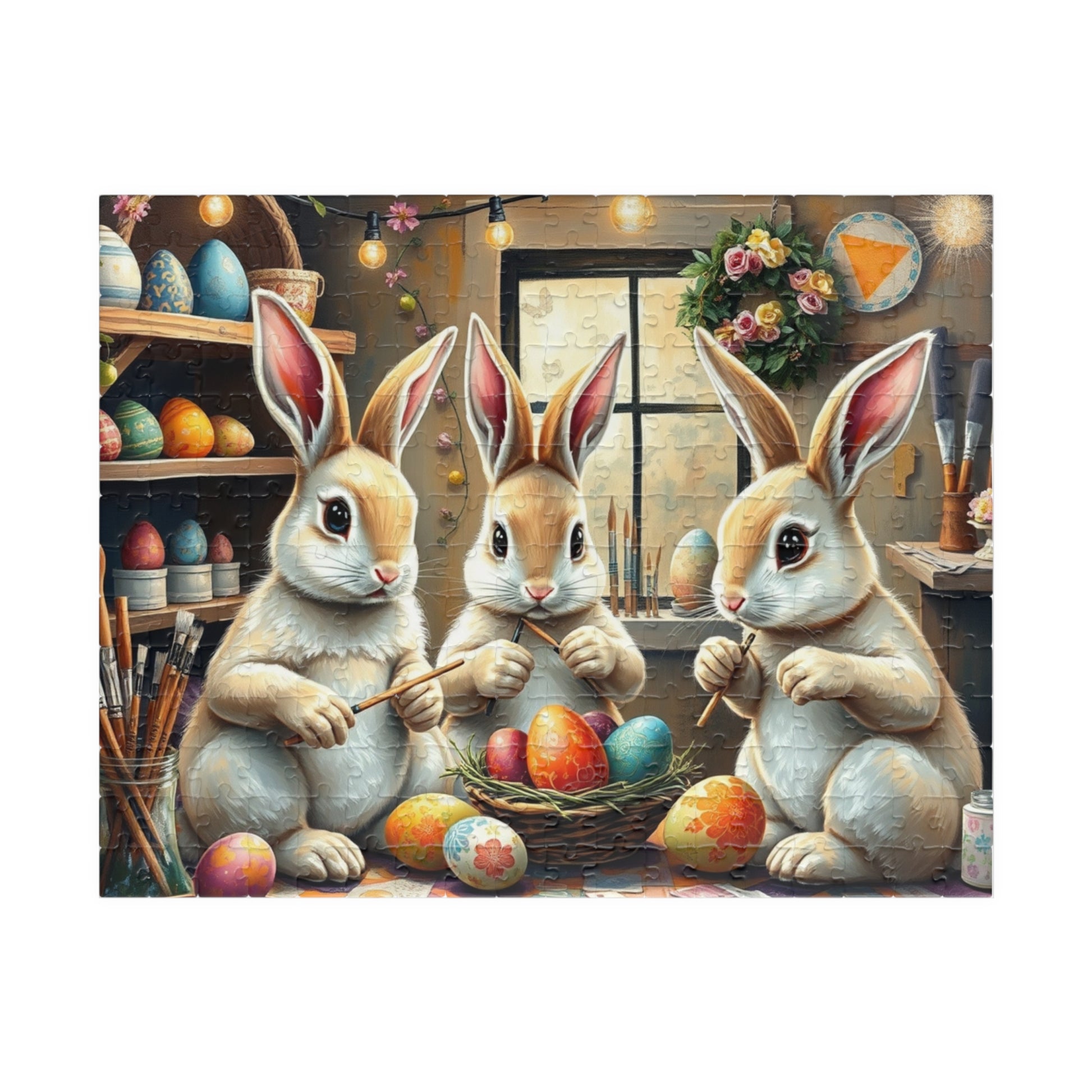 Whimsical Easter Bunny Puzzle, Family Fun Jigsaw Game, Spring Home Entertainment, Holiday Activity, Mindfulness Gift for Friends 252 pcs (Horizontal) Puzzle The Puzzle Chest