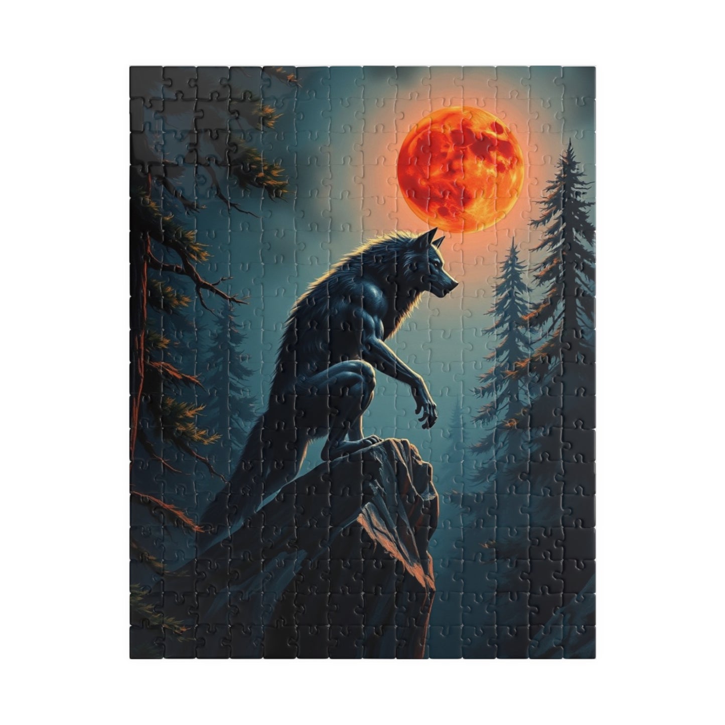 Moonlit Wolf Puzzle - Jigsaw Game for Nature and Animal Lovers, Creative Gift Idea for Friends, Cozy Night In, Family Activity Brain Teaser