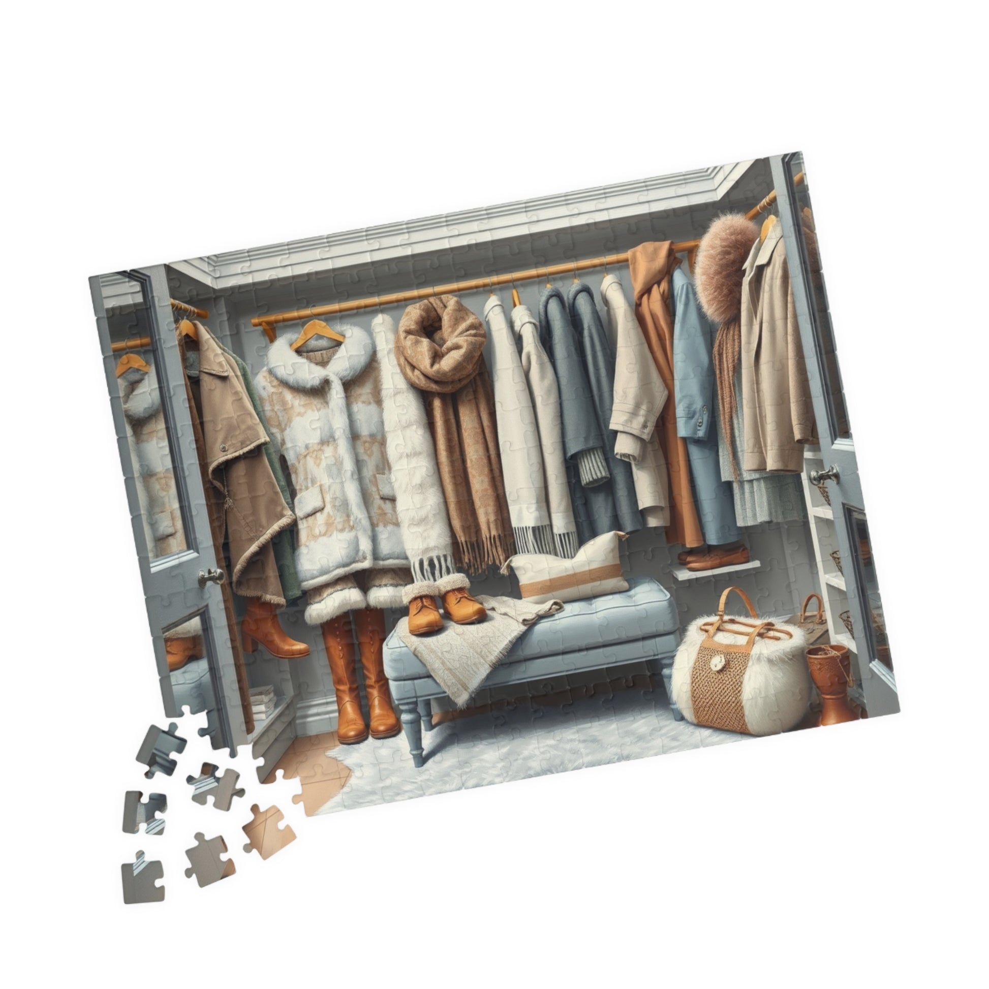 Winter Wardrobe Closet Jigsaw Puzzle, Cozy Fashion-Themed Game for Adults and Teens, Relaxing Activity, Home Decor, Family Fun, Holiday Gift Puzzle The Puzzle Chest