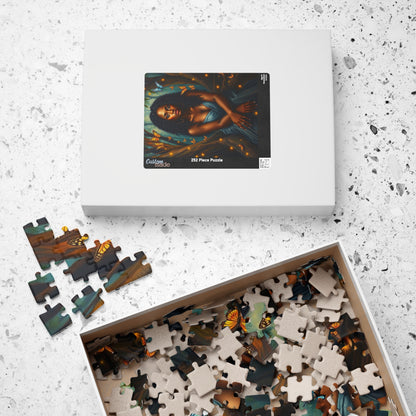Afrocentric Jigsaw Puzzle - Black Woman in Mystical Forest, Fireflies and Butterflies Design, Relaxing Indoor Family or Solo Activity, Gift