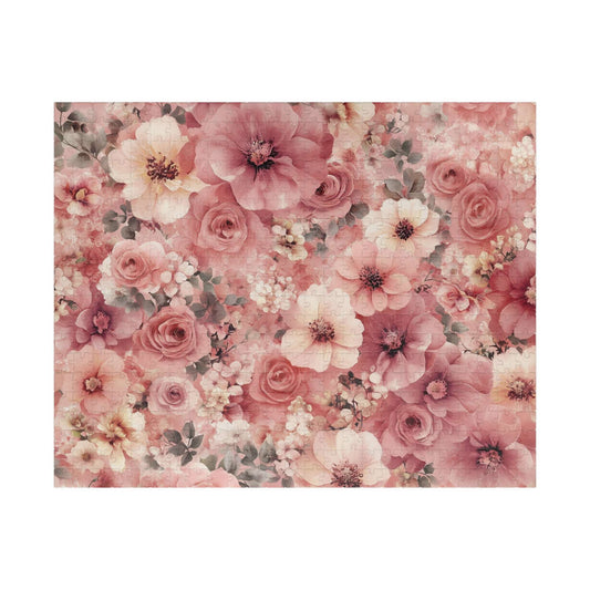 Floral Vintage Rose Jigsaw Puzzle — Pink Flower Garden