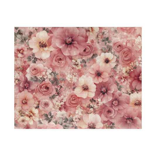 Floral Vintage Rose Jigsaw Puzzle — Pink Flower Garden