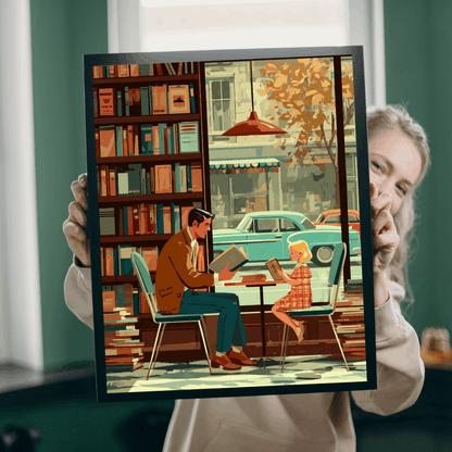 Vintage Book Haven Jigsaw Puzzle - Retro Style Cozy Bookstore, Storybook Cartoon Illustration Puzzle The Puzzle Chest