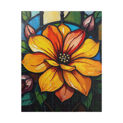 Petals of Light Stained Glass Style Floral Puzzle, 110-520 Piece Jigsaw, Home Décor, Brain Teaser, Gift for Puzzle Lovers, Family Activity