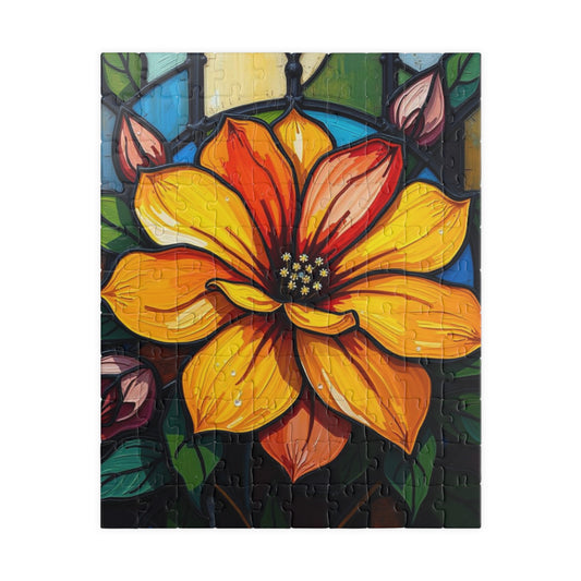 Petals of Light Stained Glass Style Floral Puzzle, 110-520 Piece Jigsaw, Home Décor, Brain Teaser, Gift for Puzzle Lovers, Family Activity