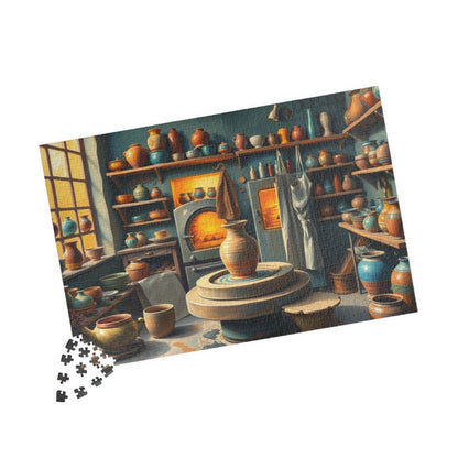 Artisan Pottery Shop Jigsaw Puzzle, Cute Colorful Ceramic Bowls, Vases and Potter's Wheel, Craft Lover Puzzle Enthusiast Gift, Relaxation Puzzle The Puzzle Chest