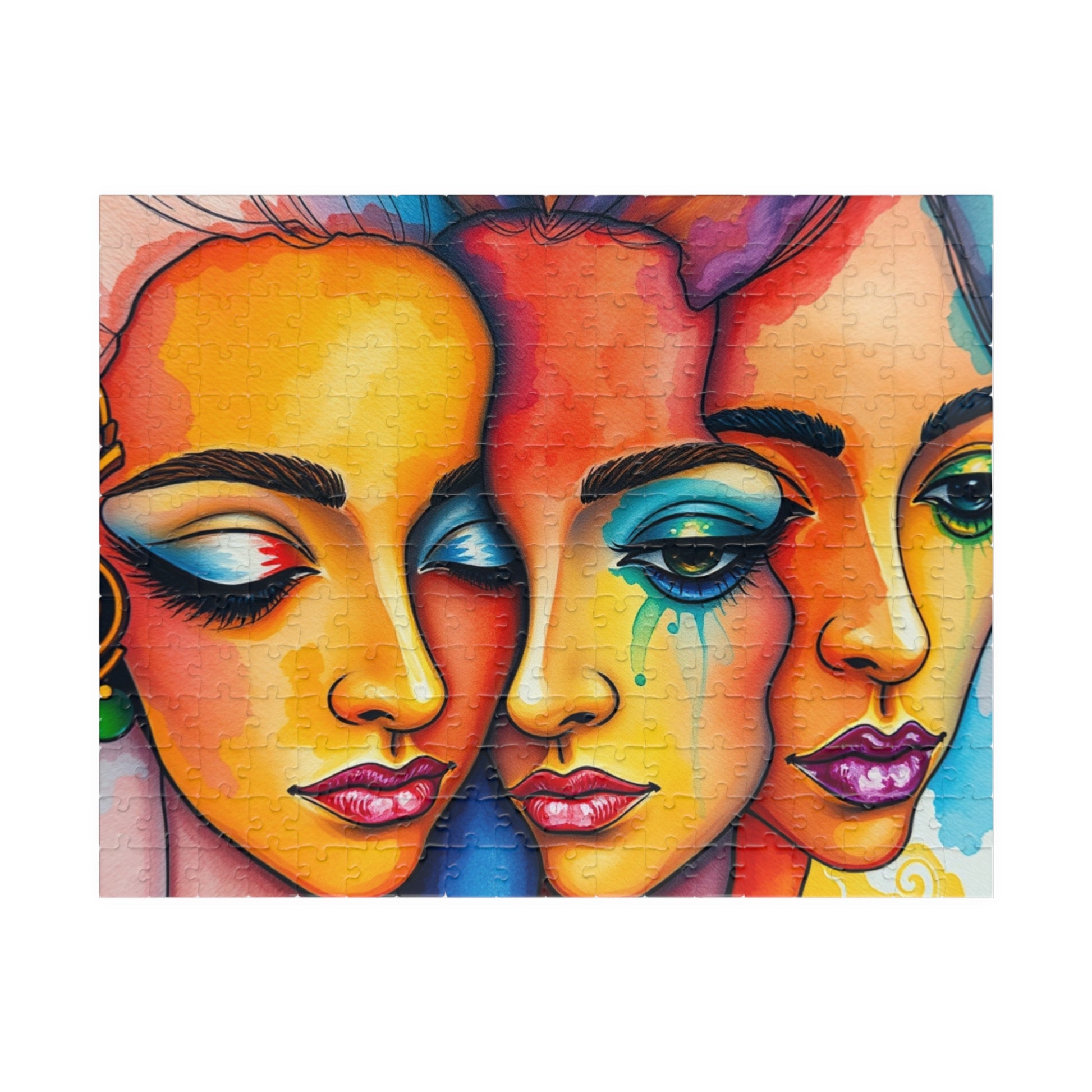 Blended Faces Abstract Jigsaw Puzzle (110-1014 Piece), Surreal Overlapping Watercolor Faces, Quiet Time Activity, Puzzle Lover Unique Gift 252 pcs (Horizontal) Puzzle The Puzzle Chest
