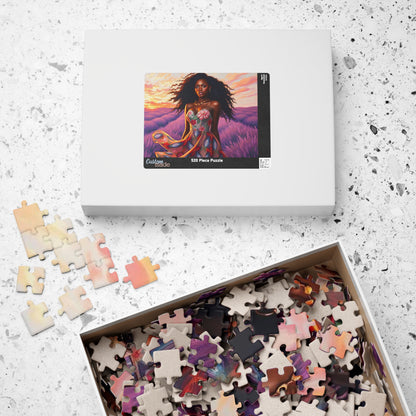 Floral Black Woman Art Puzzle - Lavender Field Jigsaw Game, Gift for Flower Lover, Home Entertainment, Family Fun, Art Enthusiast Puzzle The Puzzle Chest