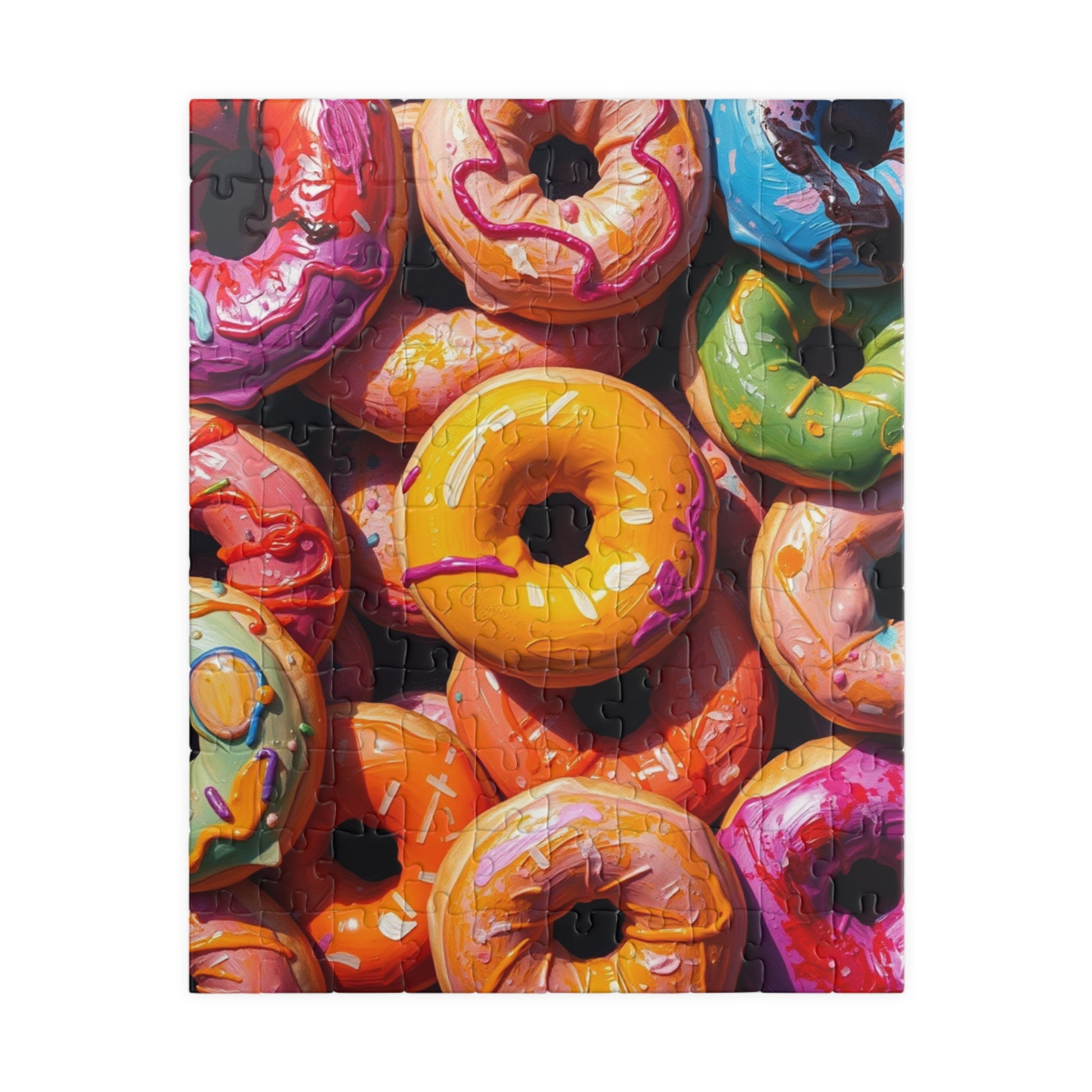 Chaotic Donuts Puzzle, Vibrant Sweets-Themed Jigsaw, Bright and Colorful Food Collage, Family Activity, Quiet Pastime, Foodie Puzzle Lover 110 pcs (Vertical) Puzzle The Puzzle Chest