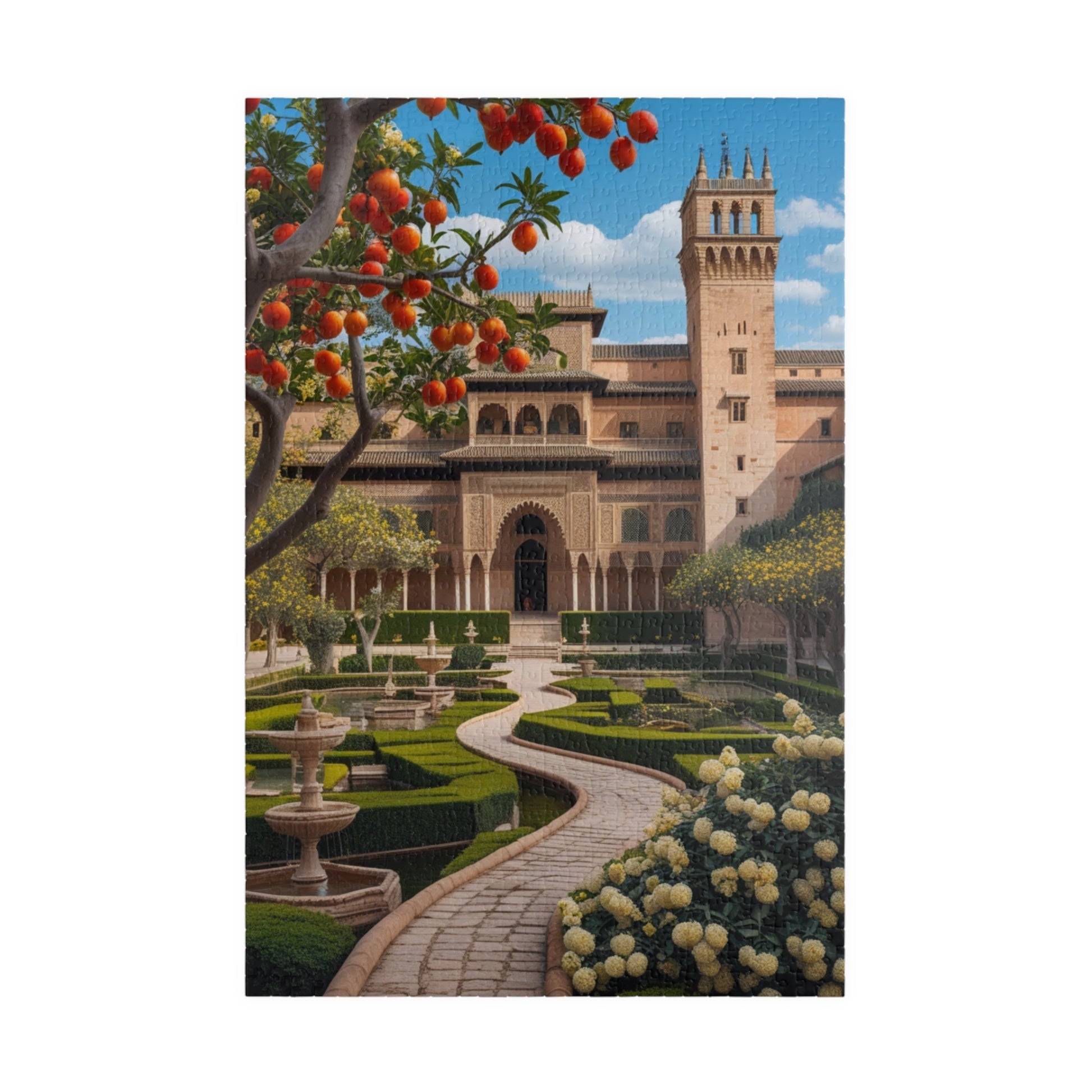 Alhambra Palace Landmark Puzzle, Spanish Architecture Jigsaw Game, Pomegranate Tree Garden, Family Entertainment, Quiet Leisure Activity 1014 pcs (Vertical) Puzzle The Puzzle Chest