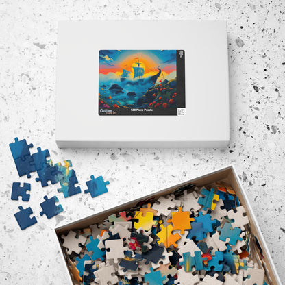Haunting Skeletal Ship Jigsaw Puzzle, Nautical Sailing Gothic Puzzle, Ocean Theme Activity, Gift for Sea Lover, Family Game Night Activity