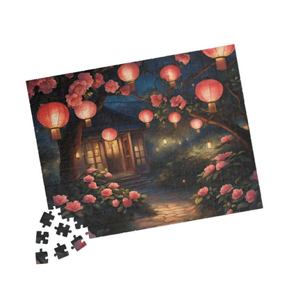 Jigsaw Puzzle, Nighttime Lanterns Glow Camellia Flowers 1000 Piece, Adult, Relaxation Activity, Stress Relief, Family Fun, Gift Puzzle The Puzzle Chest
