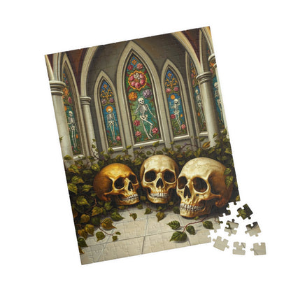 Ornate Ossuary Bloom - Skull Garden Puzzle, Gothic Artwork Jigsaw Game for Gift for Puzzle Lover, Halloween Decor, Stress Relief Activity