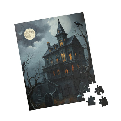 Haunted House Puzzle - 110-1014 Pieces Spooky Night Scene, Halloween Solo Fun Family Game Night, Gothic Art Lover and Puzzle Enthusiast Gift Puzzle The Puzzle Chest