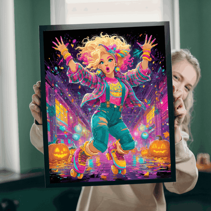 1980s Autumn Cowgirl Jigsaw Puzzle - Neon Skating Rink, Retro Roller Skating Game for Fun Family Nights, Gifts for Adults, Brain Teaser Puzzle The Puzzle Chest