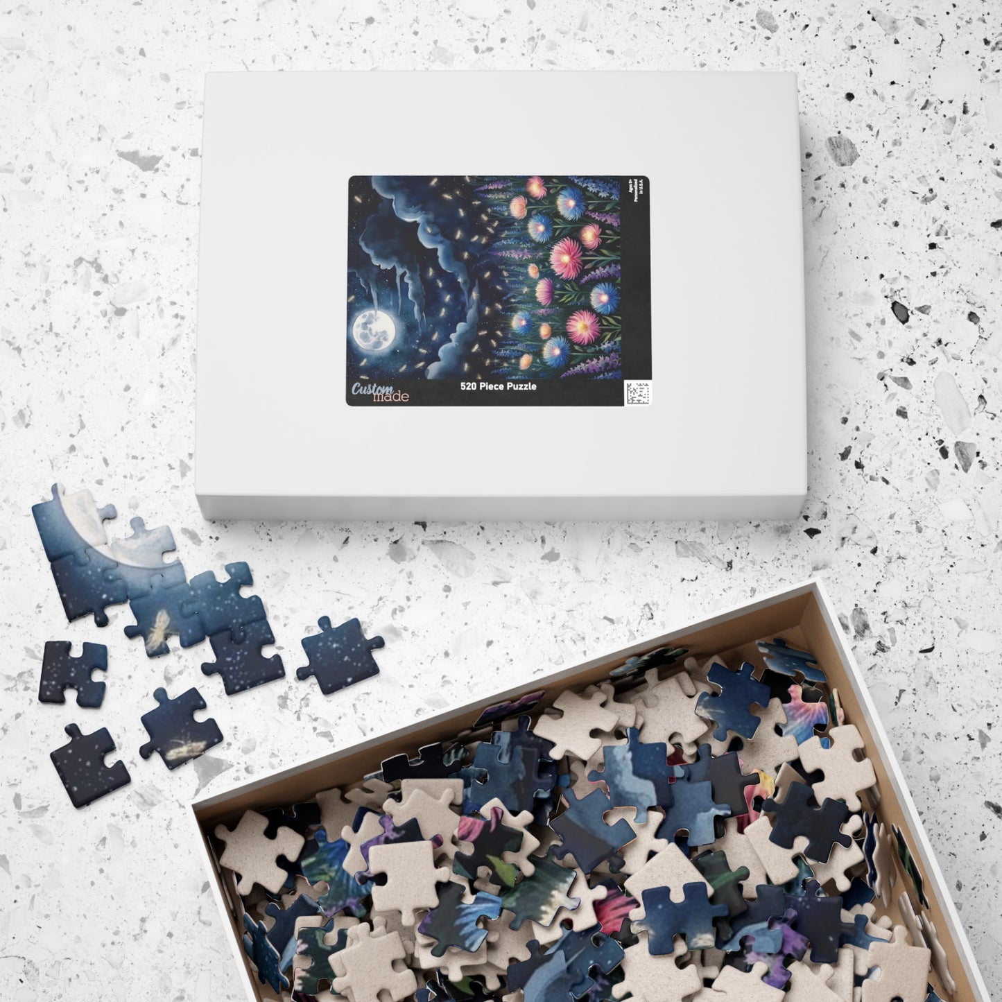 Glowing Wildflowers Jigsaw Puzzle - Starry Night Scene, Moonlit Fireflies, Hobby Fun, Family Game Night, Friend Gift for Puzzle Lover Puzzle The Puzzle Chest