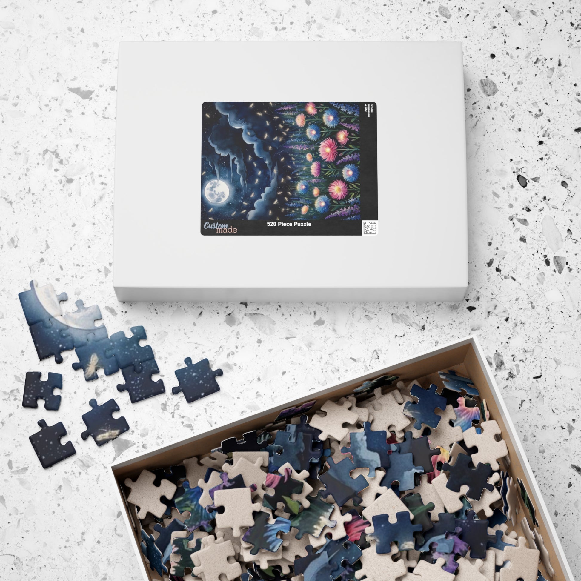 Glowing Wildflowers Jigsaw Puzzle - Starry Night Scene, Moonlit Fireflies, Hobby Fun, Family Game Night, Friend Gift for Puzzle Lover Puzzle The Puzzle Chest