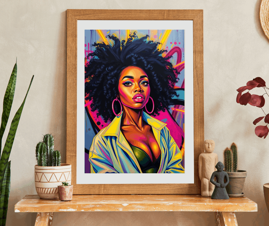 Black Woman Afro Puzzle - Abstract Pop Art Graffiti Background Jigsaw, Afrocentric, Black Art, 110, 252, 520, 1014-piece Puzzle The Puzzle Chest
