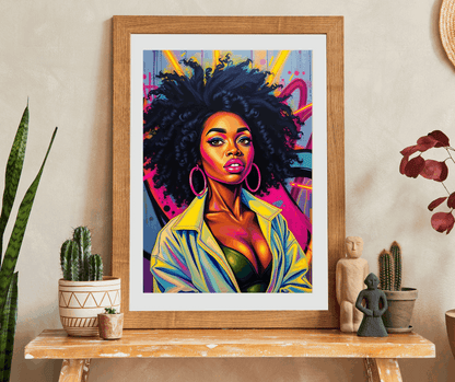 Black Woman Afro Puzzle - Abstract Pop Art Graffiti Background Jigsaw, Afrocentric, Black Art, 110, 252, 520, 1014-piece Puzzle The Puzzle Chest