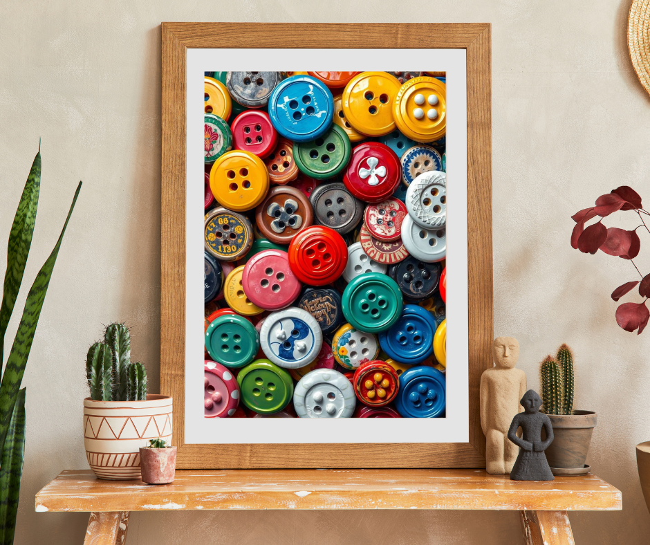Button Collection Jigsaw Puzzle - Chaotic Collage Design, Fun Family Creative Activity, Puzzle Lover Gift for Friends, Vintage Vibe Brain Teaser Puzzle The Puzzle Chest
