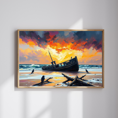 Solitude at the Shore Jigsaw Puzzle, Sunset Landscape Shipwreck, Gothic Puzzle, Dark Art Puzzle, Solo Fun, Game Night, Gift for Puzzle Lover Puzzle The Puzzle Chest