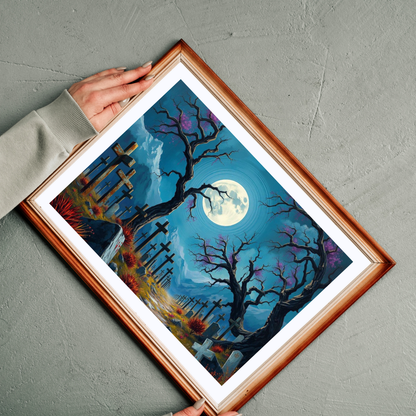 Moonlit Crosses Jigsaw Puzzle - Abandoned Cemetery, Gothic Art Print, Gothic Landscape, Spooky Graveyard Puzzle Lover Dark Fantasy Gift Idea Puzzle The Puzzle Chest