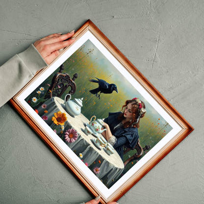 Melancholy Tea Party Jigsaw Puzzle, Victorian Woman and Raven, Gothic Art Print, Dark Fantasy Puzzle Lover Gift, Brain Teaser, Tabletop Game Puzzle The Puzzle Chest