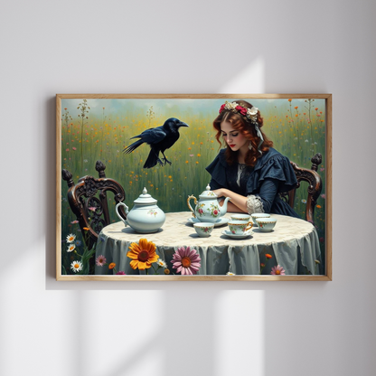 Melancholy Tea Party Jigsaw Puzzle, Victorian Woman and Raven, Gothic Art Print, Dark Fantasy Puzzle Lover Gift, Brain Teaser, Tabletop Game Puzzle The Puzzle Chest