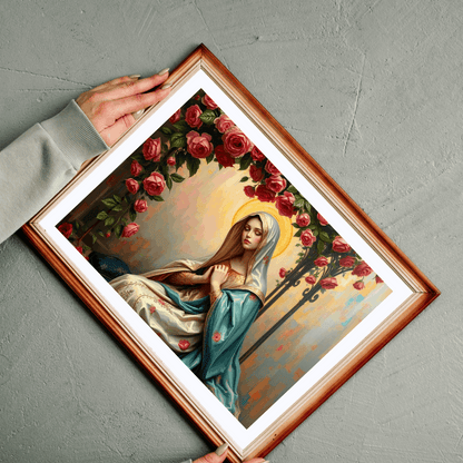Floral Virgin Mary Jigsaw Puzzle - Inspirational Art Game for Family Activity, Birthday Holiday Gift Puzzle The Puzzle Chest