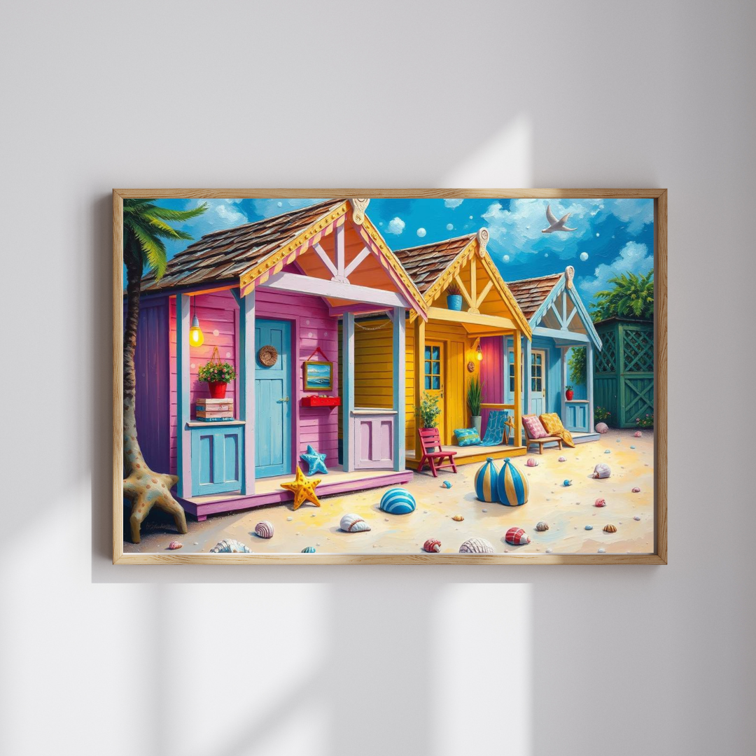 Beach Puzzle with Pastel Huts, Coastal Jigsaw Puzzle for Adult, 110-1014 Pieces Seaside Puzzle Fun Family Game, Friend Gift for Puzzle Lover Puzzle The Puzzle Chest