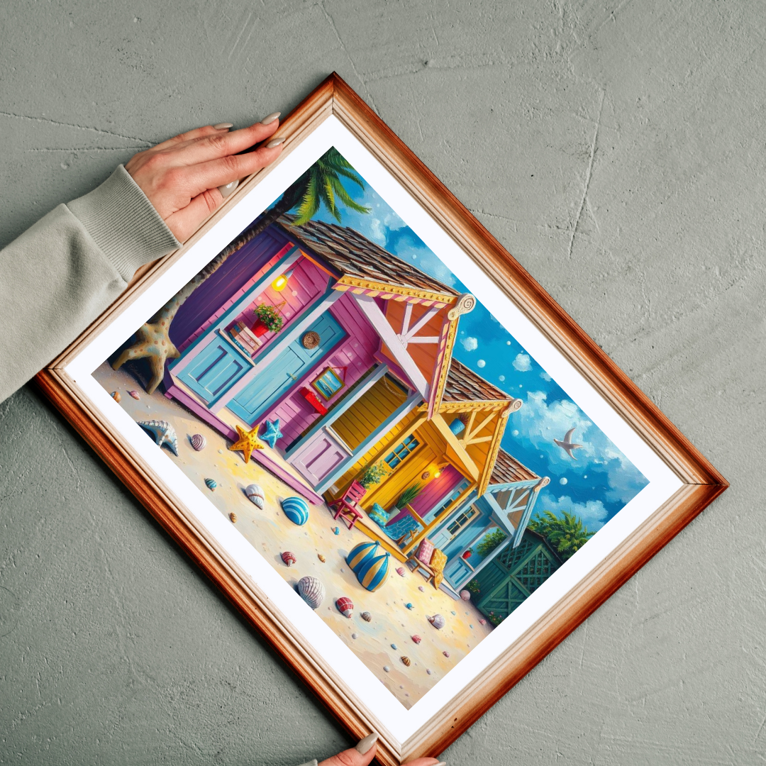 Beach Puzzle with Pastel Huts, Coastal Jigsaw Puzzle for Adult, 110-1014 Pieces Seaside Puzzle Fun Family Game, Friend Gift for Puzzle Lover Puzzle The Puzzle Chest