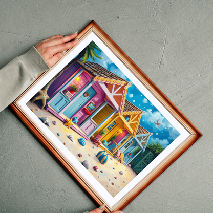 Beach Puzzle with Pastel Huts, Coastal Jigsaw Puzzle for Adult, 110-1014 Pieces Seaside Puzzle Fun Family Game, Friend Gift for Puzzle Lover Puzzle The Puzzle Chest
