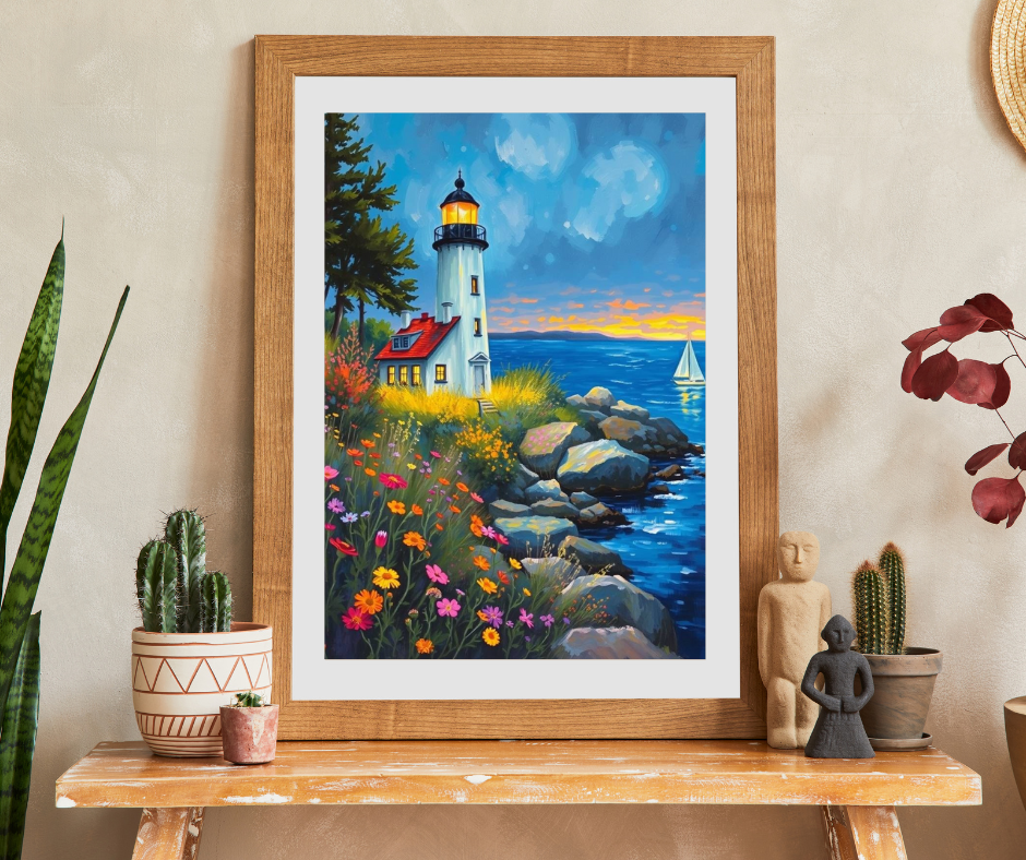 Seabreeze Beacon Jigsaw Puzzle - Coastal Lighthouse, Wildflowers and Sailboats, Family Activity Brain Teaser, Gift for Puzzle Lovers Puzzle The Puzzle Chest