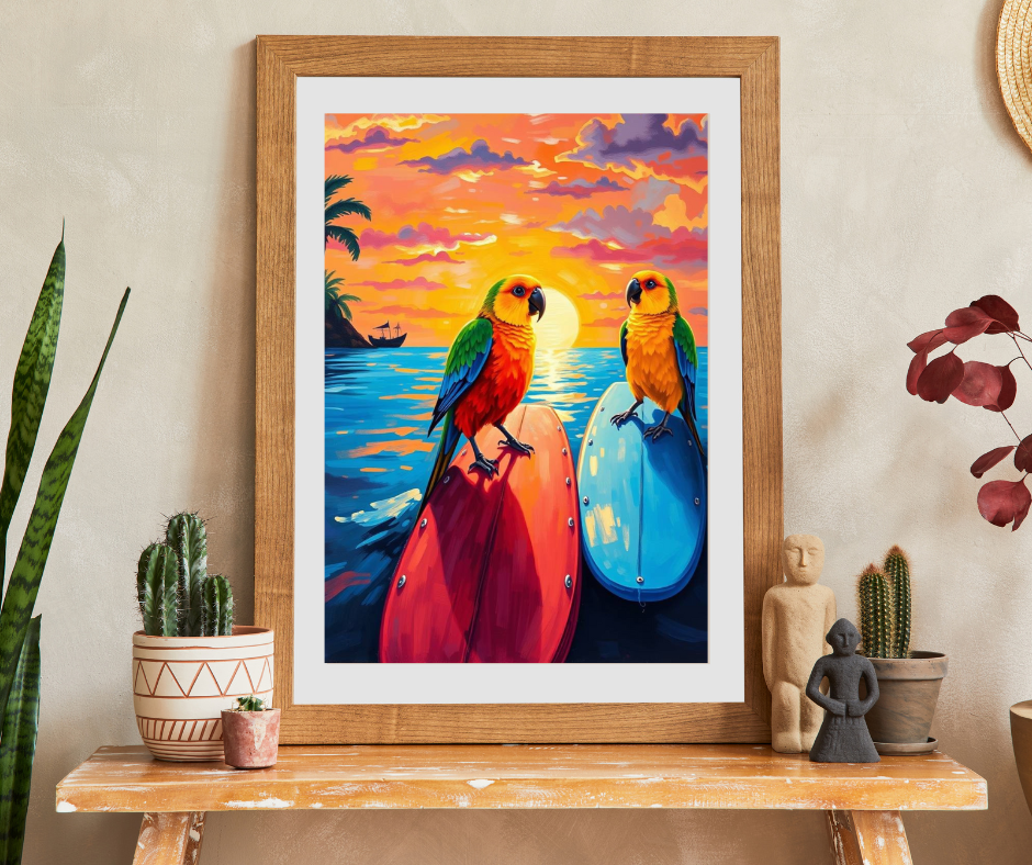 Surfside Flock Jigsaw Puzzle - Tropical Birds on the Waves, Parrots Puzzle, Gift for Animal Puzzle Lover, Family Game Night, Beach Decor Puzzle The Puzzle Chest