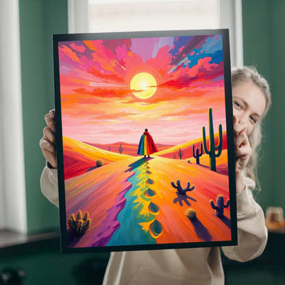 Solitude in Spectrum Jigsaw Puzzle - Surreal Desert Sunset, Colorful LGBTQ Art, Unique Pride Gift for Puzzle Lovers, Home Entertainment Puzzle The Puzzle Chest