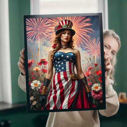 Patriotic Puzzle Art for Independence Day - Woman Portrait, American Theme Jigsaw Game, 110 252 520 1014-piece Puzzles, Family Fun Activity