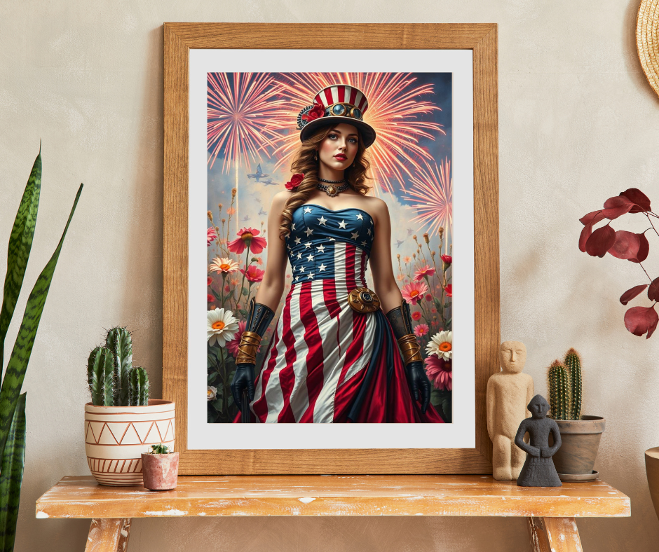 Patriotic Puzzle Art for Independence Day - Woman Portrait, American Theme Jigsaw Game, 110 252 520 1014-piece Puzzles, Family Fun Activity
