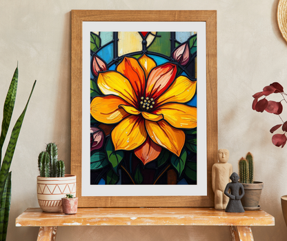 Petals of Light Stained Glass Style Floral Puzzle, 110-520 Piece Jigsaw, Home Décor, Brain Teaser, Gift for Puzzle Lovers, Family Activity