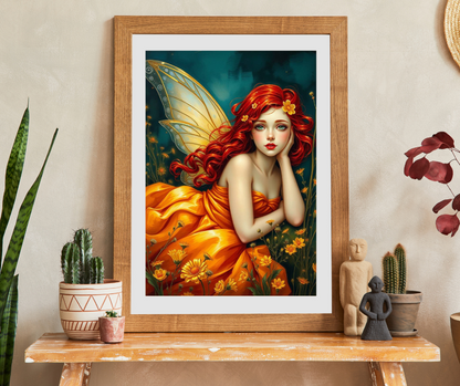 Fairy Dreamscape Jigsaw Puzzle - Red Haired Fairy in Night Wildflower Field 110-1014 Piece Mindful Gift for Family, Friend, Hospital Patient