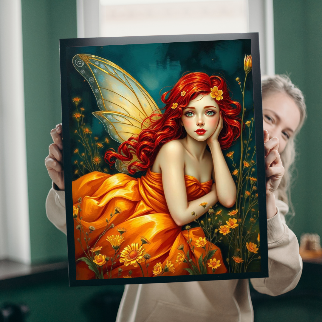 Fairy Dreamscape Jigsaw Puzzle - Red Haired Fairy in Night Wildflower Field 110-1014 Piece Mindful Gift for Family, Friend, Hospital Patient