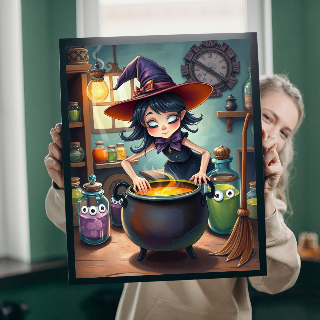 Whimsical Witch Puzzle, Halloween Jigsaw Game Perfect Gift for Puzzle Lovers, Family Game Night, Creative Challenge, Fun Seasonal Activity