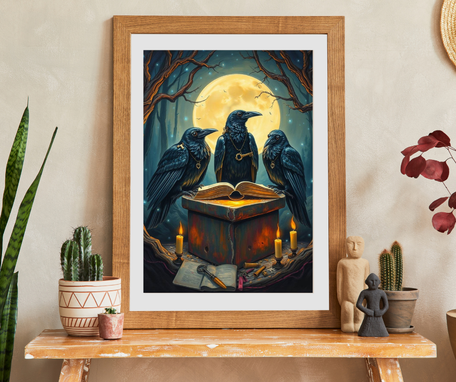 Ravens Court Jigsaw Puzzle for Adult Gothic Art Puzzle Lover, Mystical Dark Fantasy Game, Halloween Gift for Friend, Mindful Brain Teaser