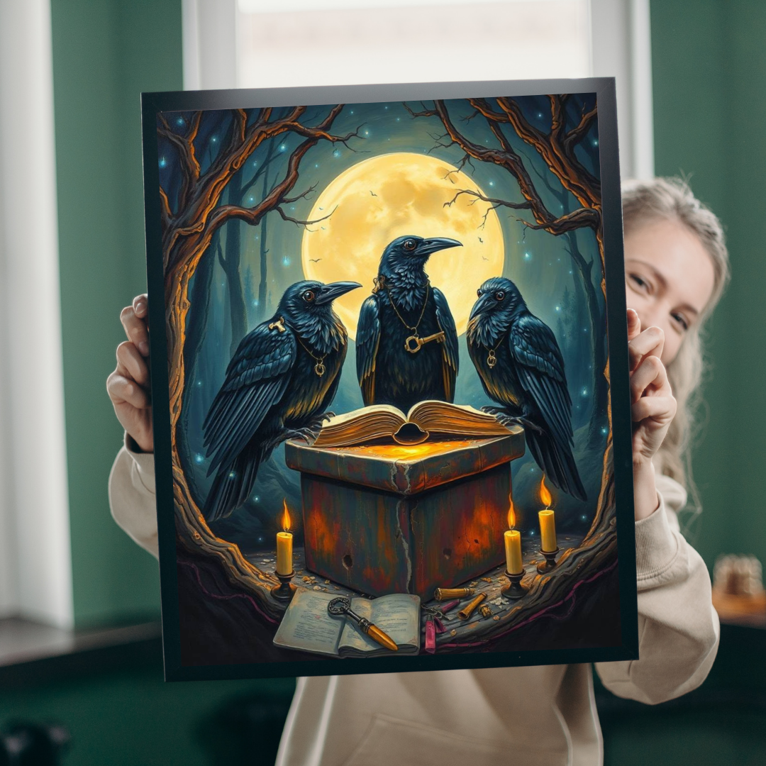 Ravens Court Jigsaw Puzzle for Adult Gothic Art Puzzle Lover, Mystical Dark Fantasy Game, Halloween Gift for Friend, Mindful Brain Teaser