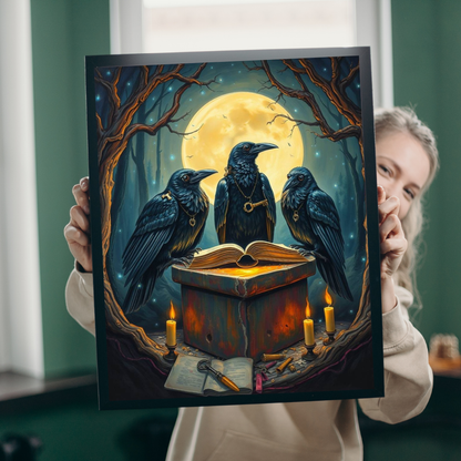 Ravens Court Jigsaw Puzzle for Adult Gothic Art Puzzle Lover, Mystical Dark Fantasy Game, Halloween Gift for Friend, Mindful Brain Teaser