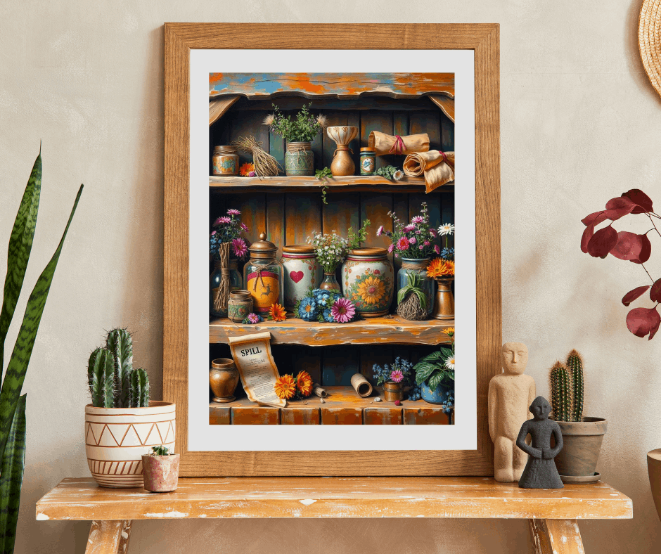 Stitchleaf Spell Shelf Jigsaw Puzzle - Cozy Cottage Folk Art Adult 110-520 Piece Game for Nature Lover, Family Fun, Birthday Gift for Friend Puzzle The Puzzle Chest