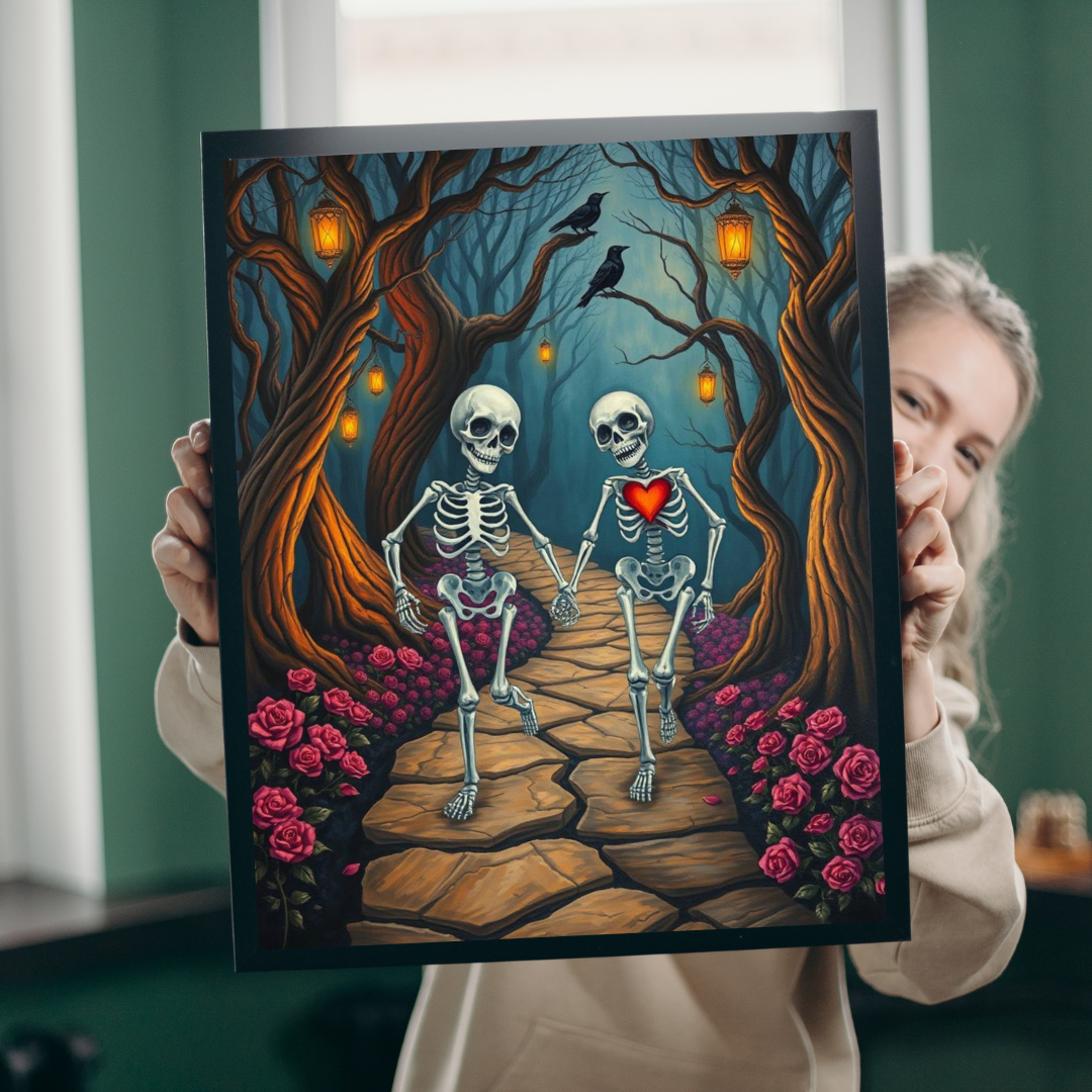 Spooky Romance Skeleton Puzzle for Adults, Perfect for Halloween Couples Night Family Fun Unique Gothic Gift for Puzzle Enthusiast